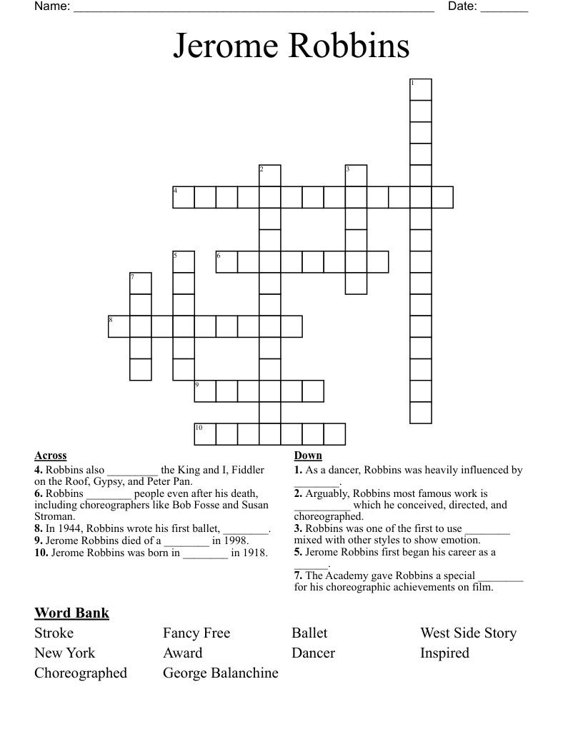 Jerome Robbins Crossword