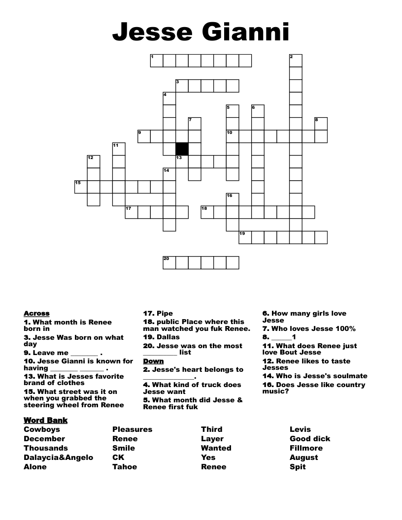 Jesse Gianni Crossword