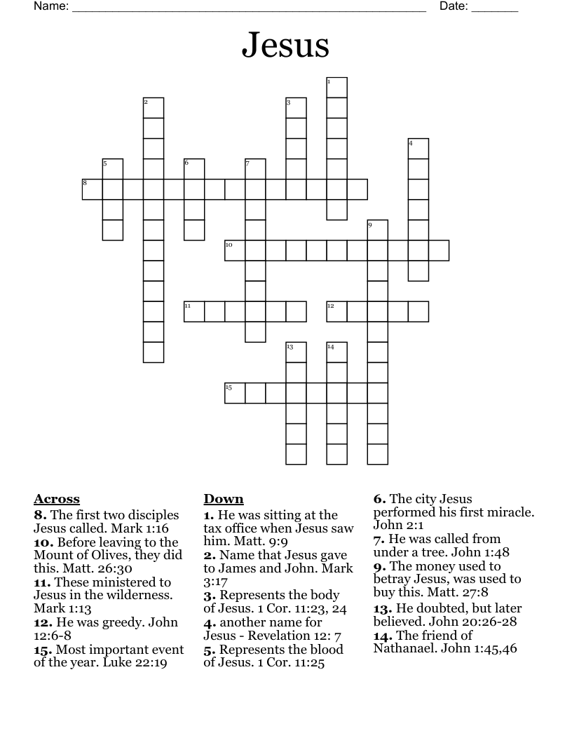 Jesus Crossword