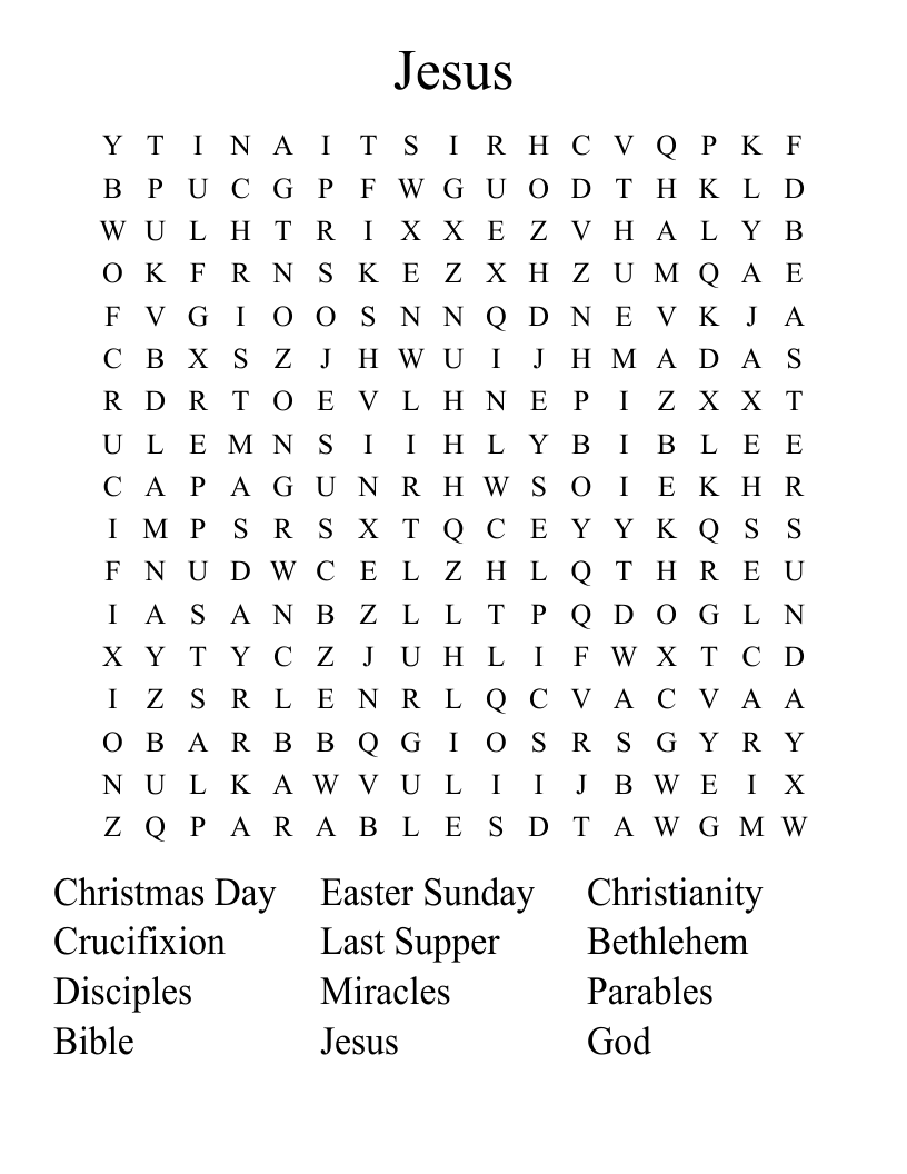 Jesus Word Search