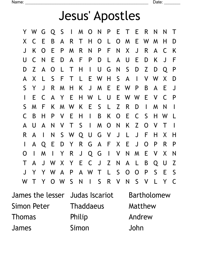 Jesus' Apostles Word Search