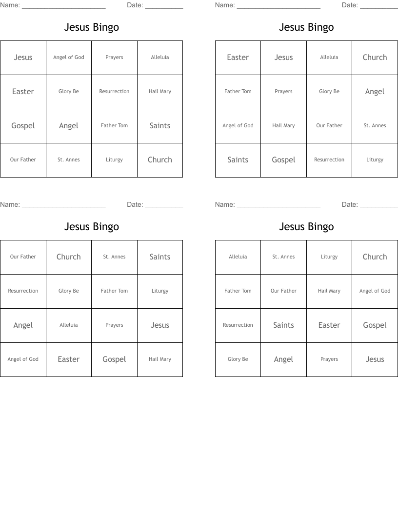 Jesus Bingo