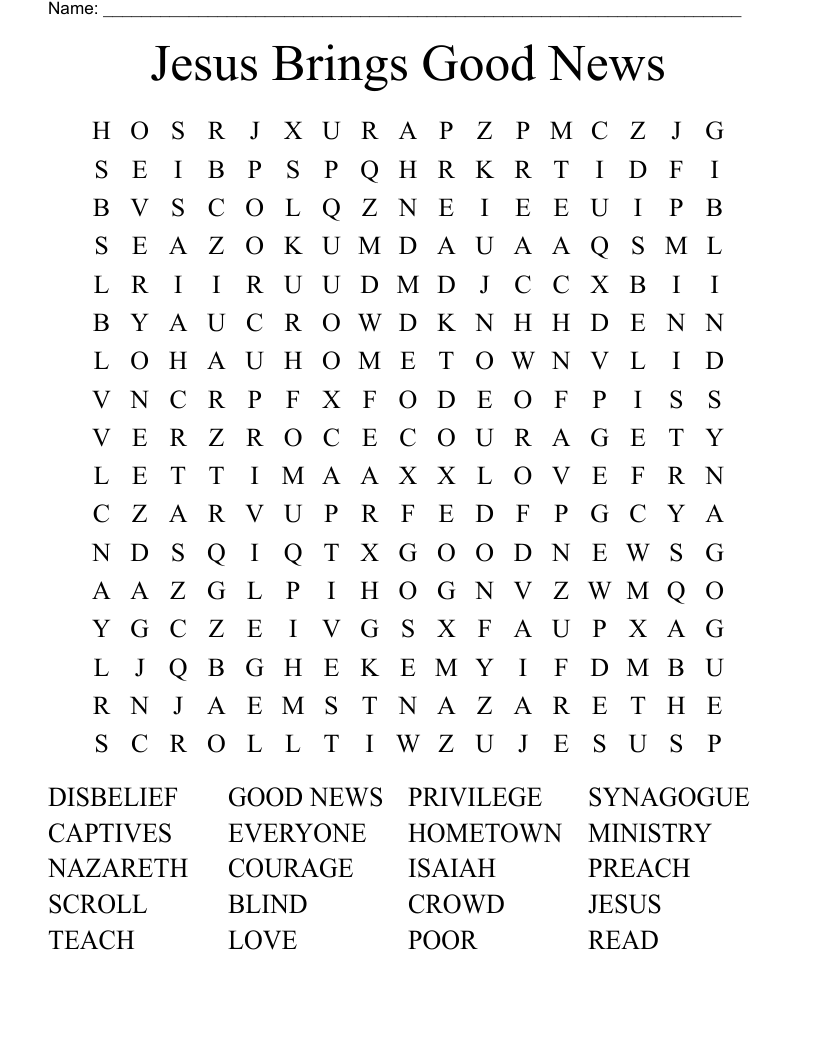 Jesus Brings Good News Word Search