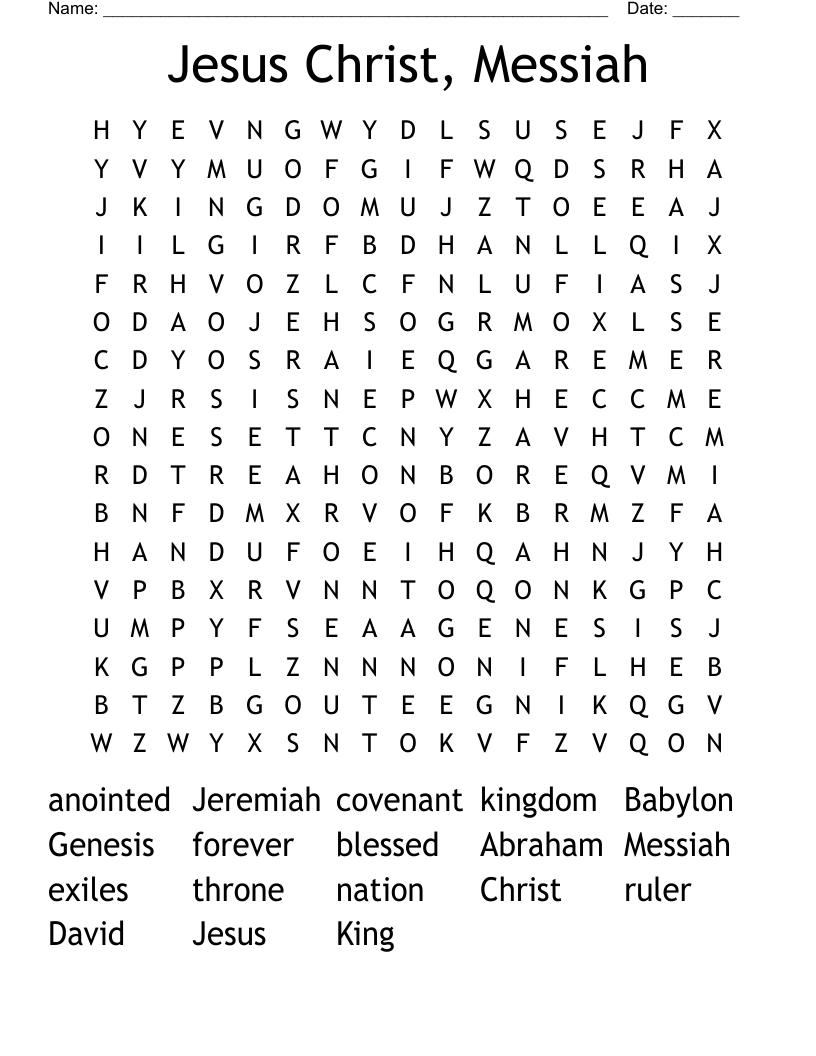 Jesus Christ, Messiah Word Search