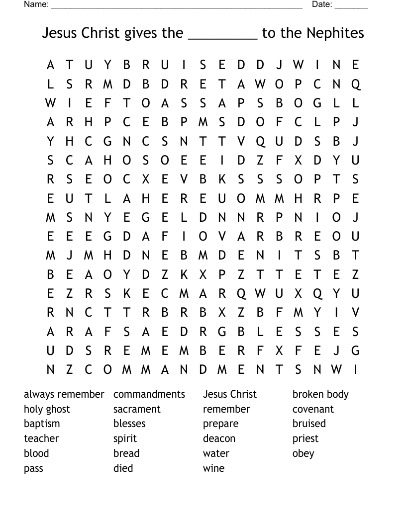 Jesus Christ gives the _________ to the Nephites Word Search