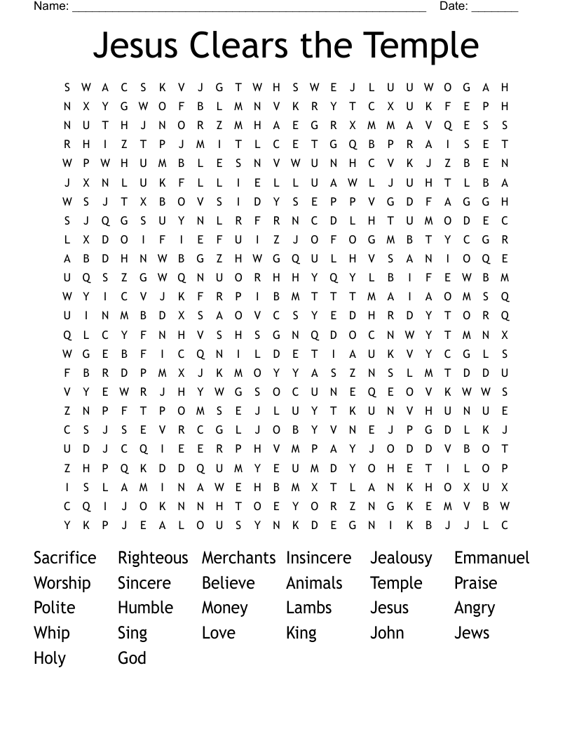 Jesus Clears the Temple Word Search