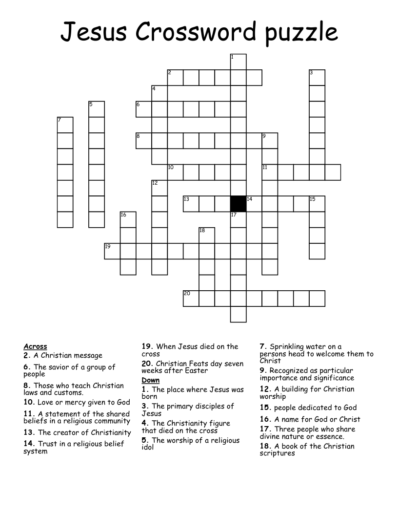 Jesus Crossword puzzle