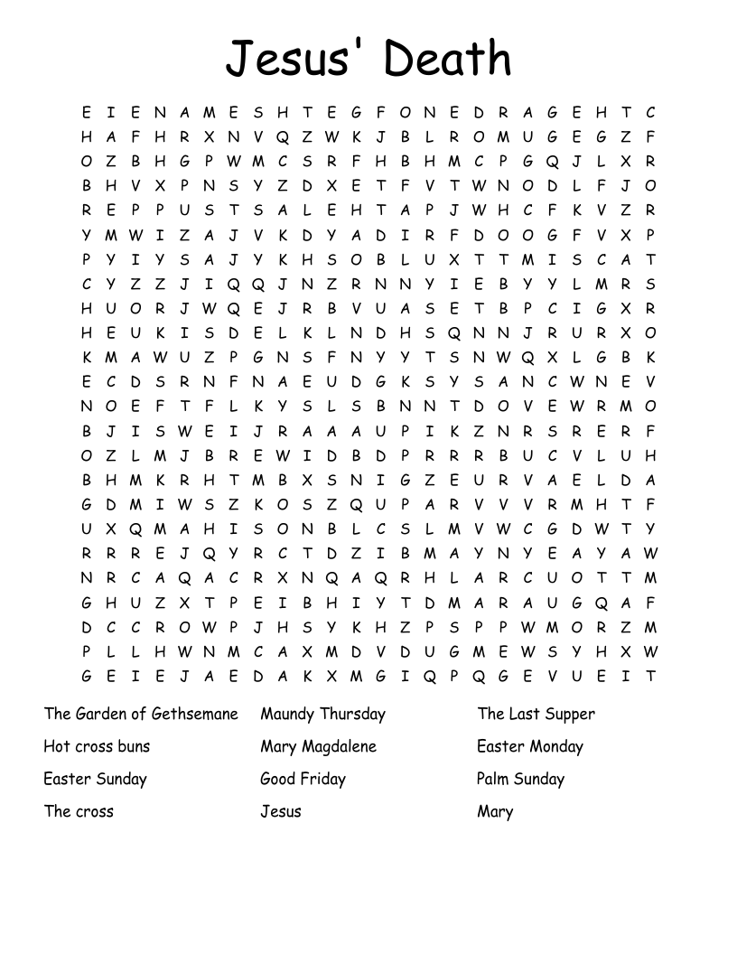 Jesus' Death Word Search