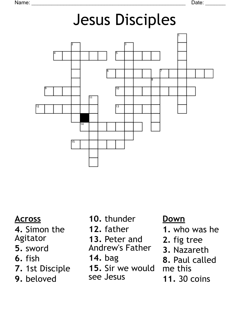 Jesus Disciples Crossword