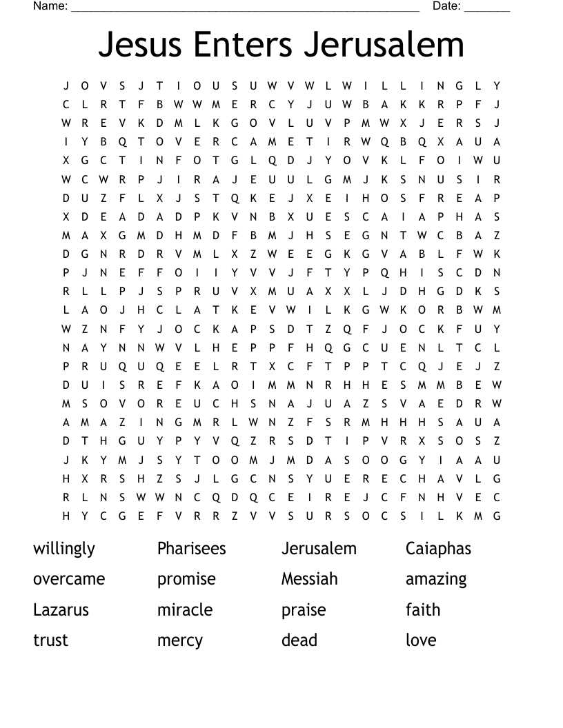 Jesus Enters Jerusalem Word Search