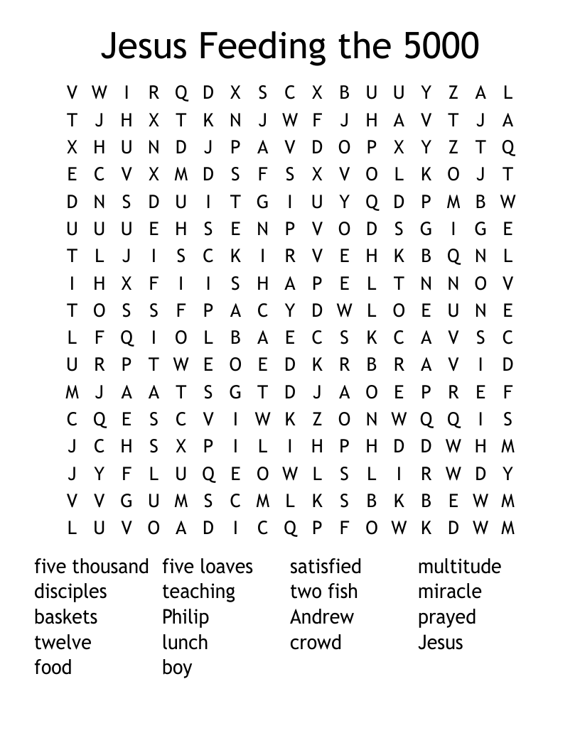Jesus Feeding the 5000 Word Search