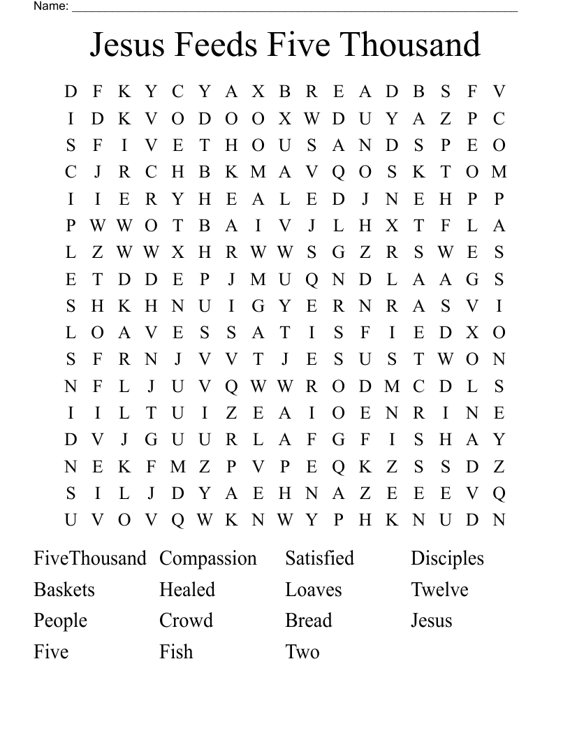 Jesus Feeds Five Thousand Word Search