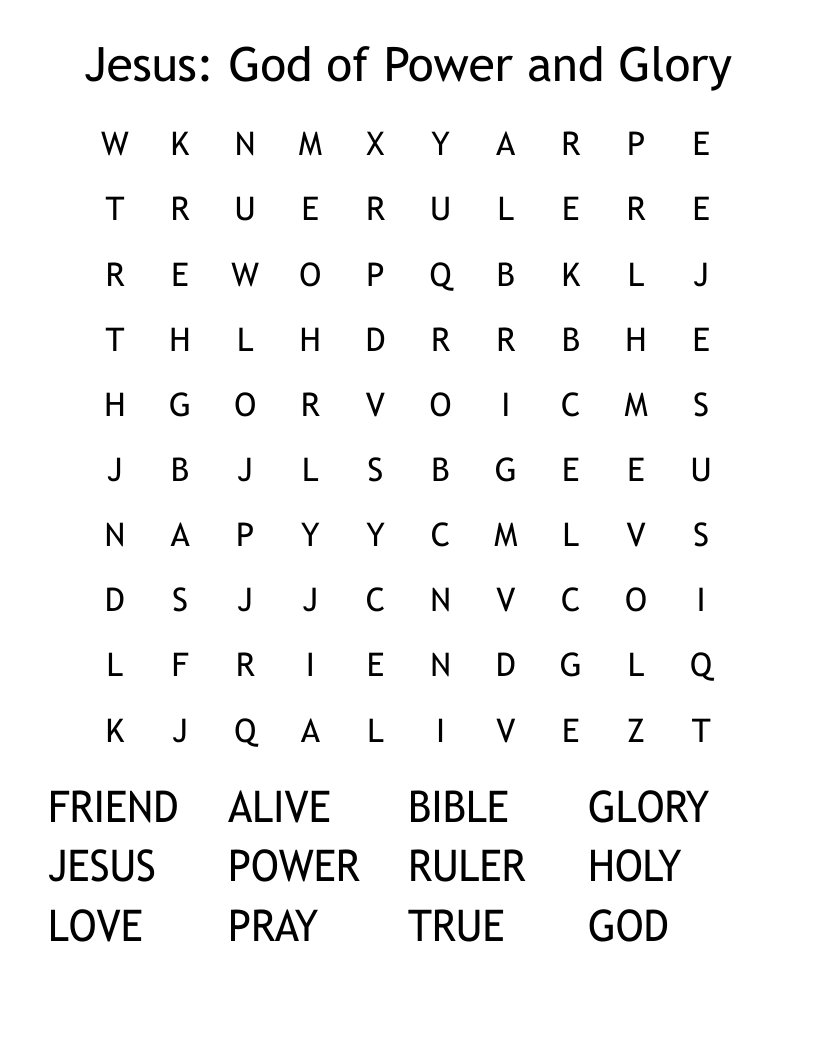 Jesus: God of Power and Glory Word Search