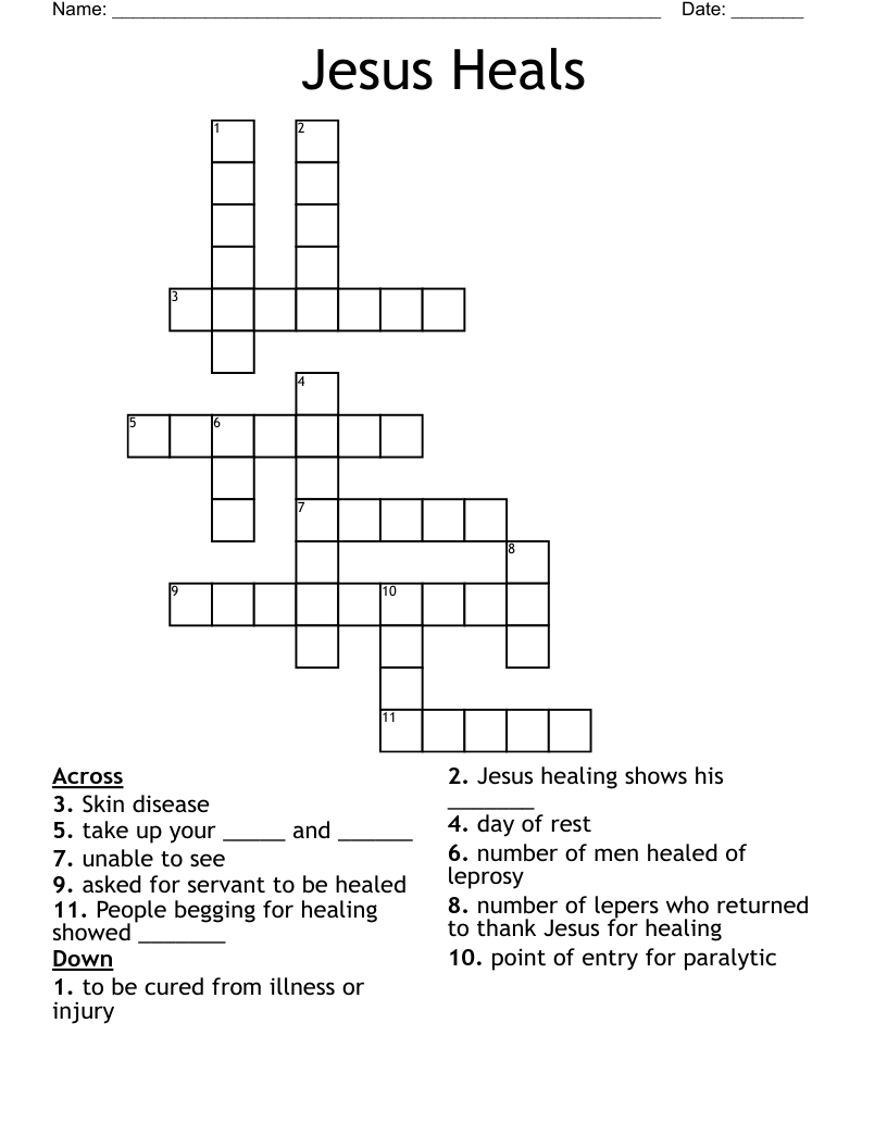 Jesus Heals Crossword