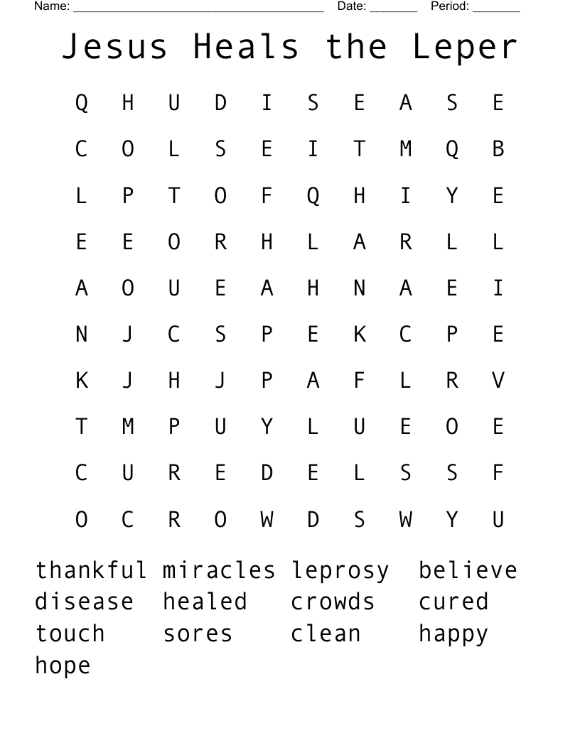 Jesus Heals the Leper Word Search