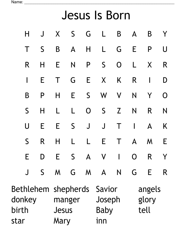 Jesus Is Born Word Search