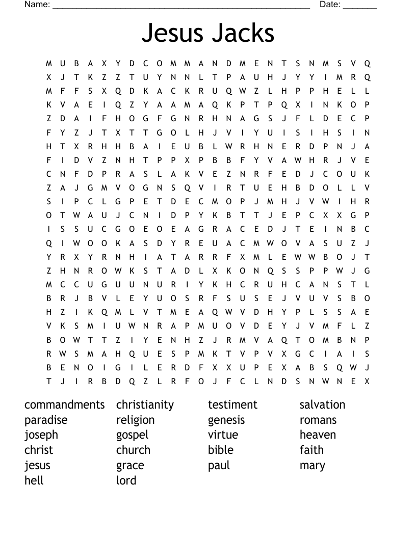 Jesus Jacks Word Search