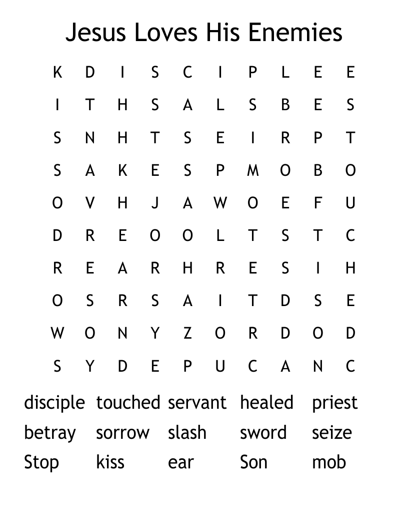 Jesus Loves His Enemies Word Search