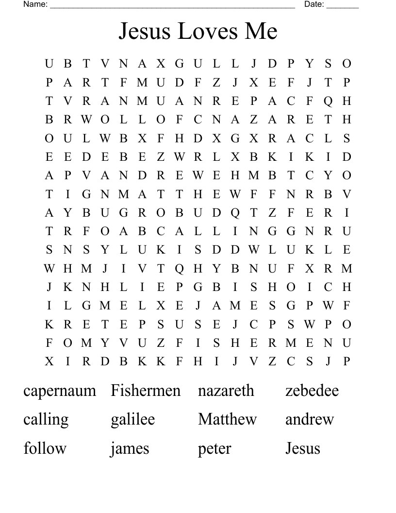 Jesus Loves Me Word Search