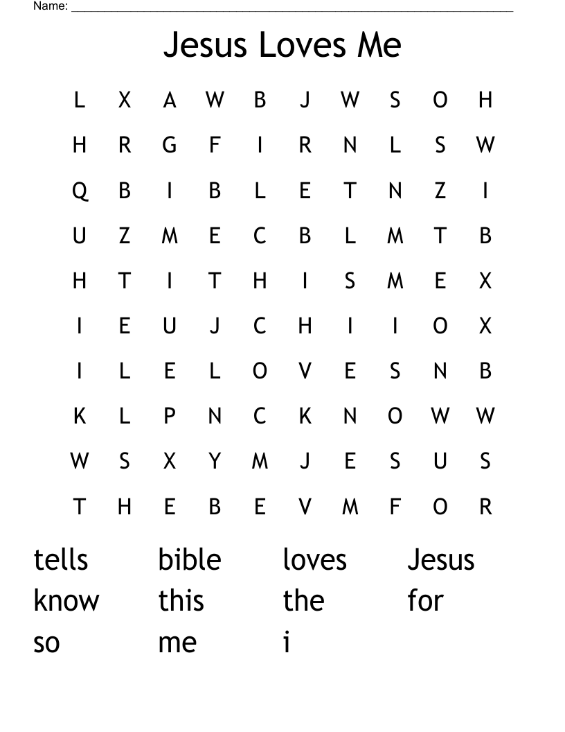 Jesus Loves Me Word Search