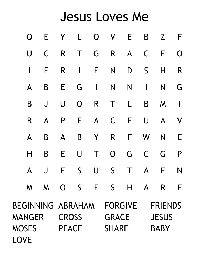 Jesus Loves Me Word Search