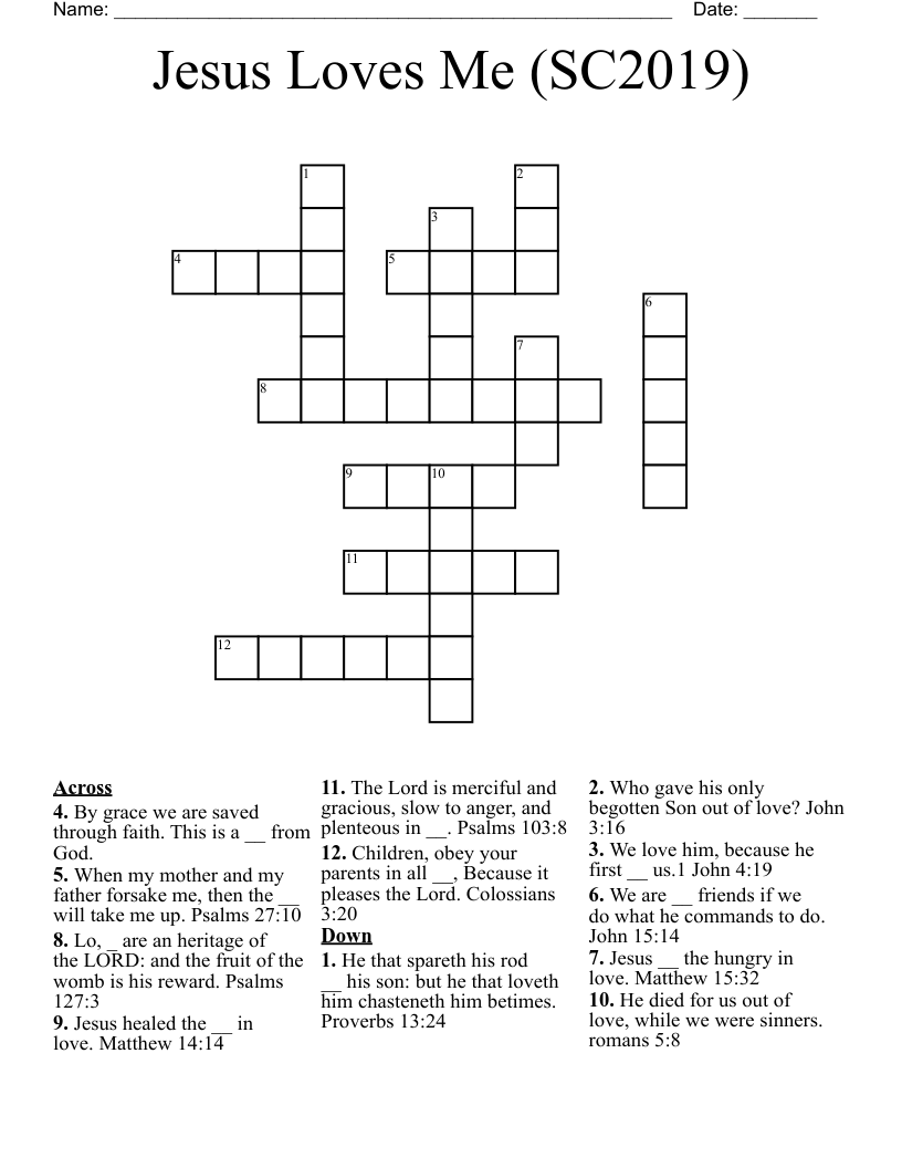 Jesus Loves Me (SC2019) Crossword