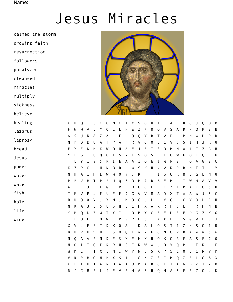 Jesus Miracles Word Search