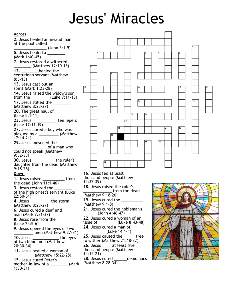Jesus' Miracles Crossword