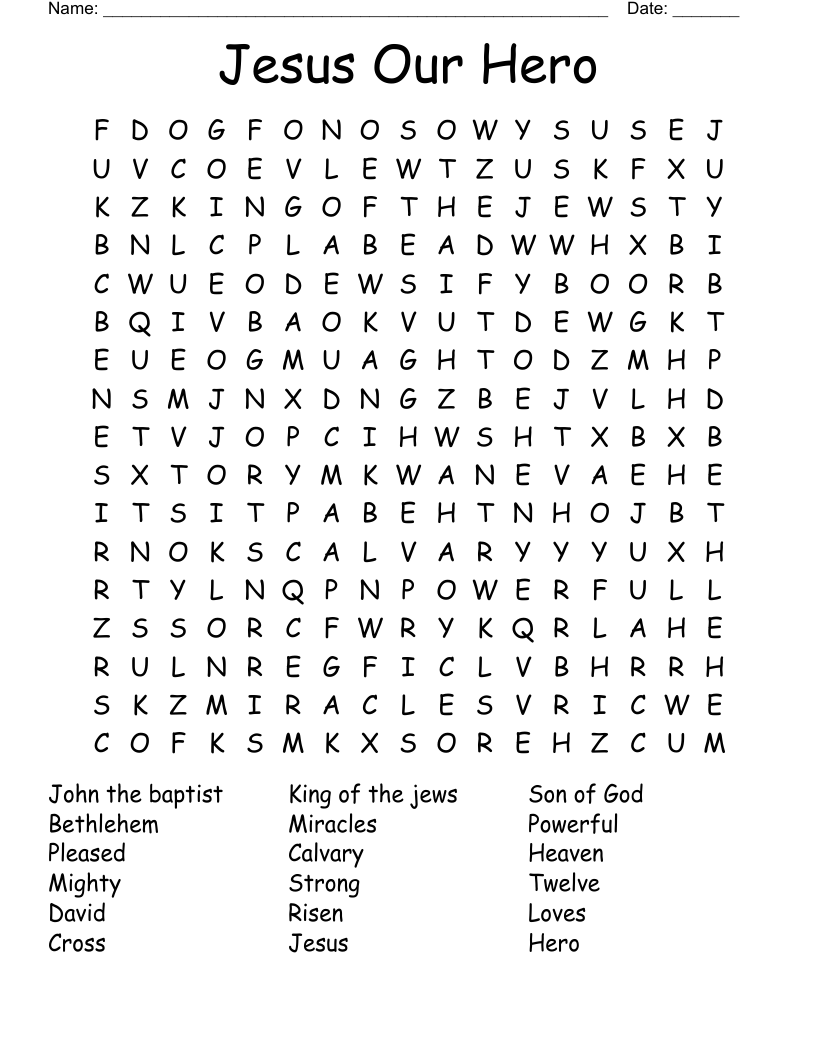 Jesus Our Hero Word Search