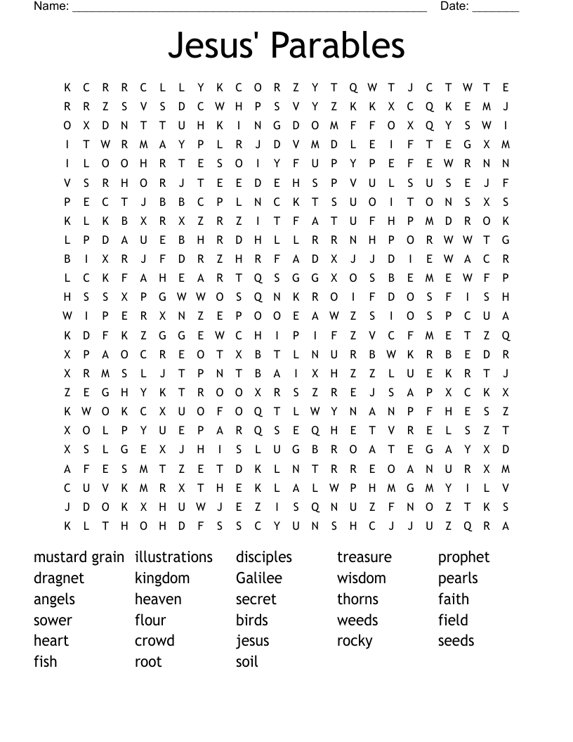Jesus' Parables Word Search