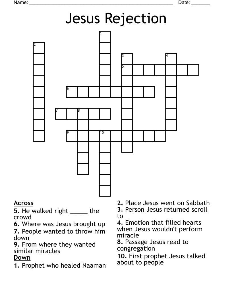 Jesus Rejection Crossword