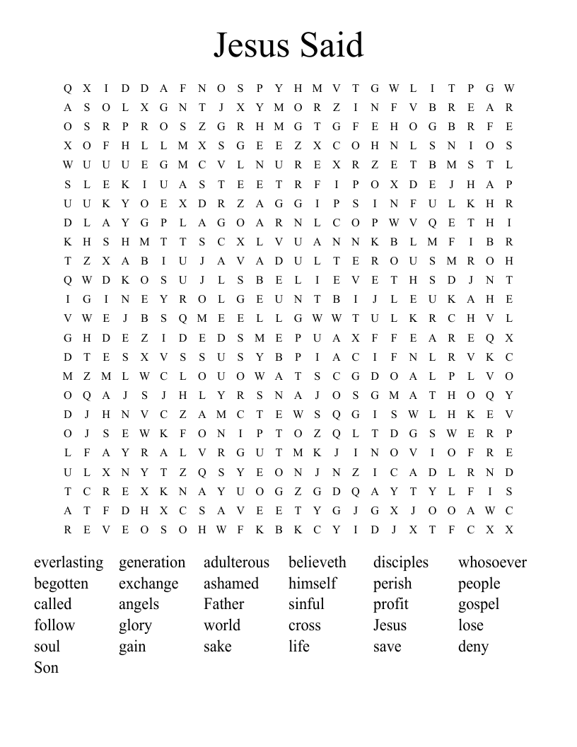 Jesus Said Word Search