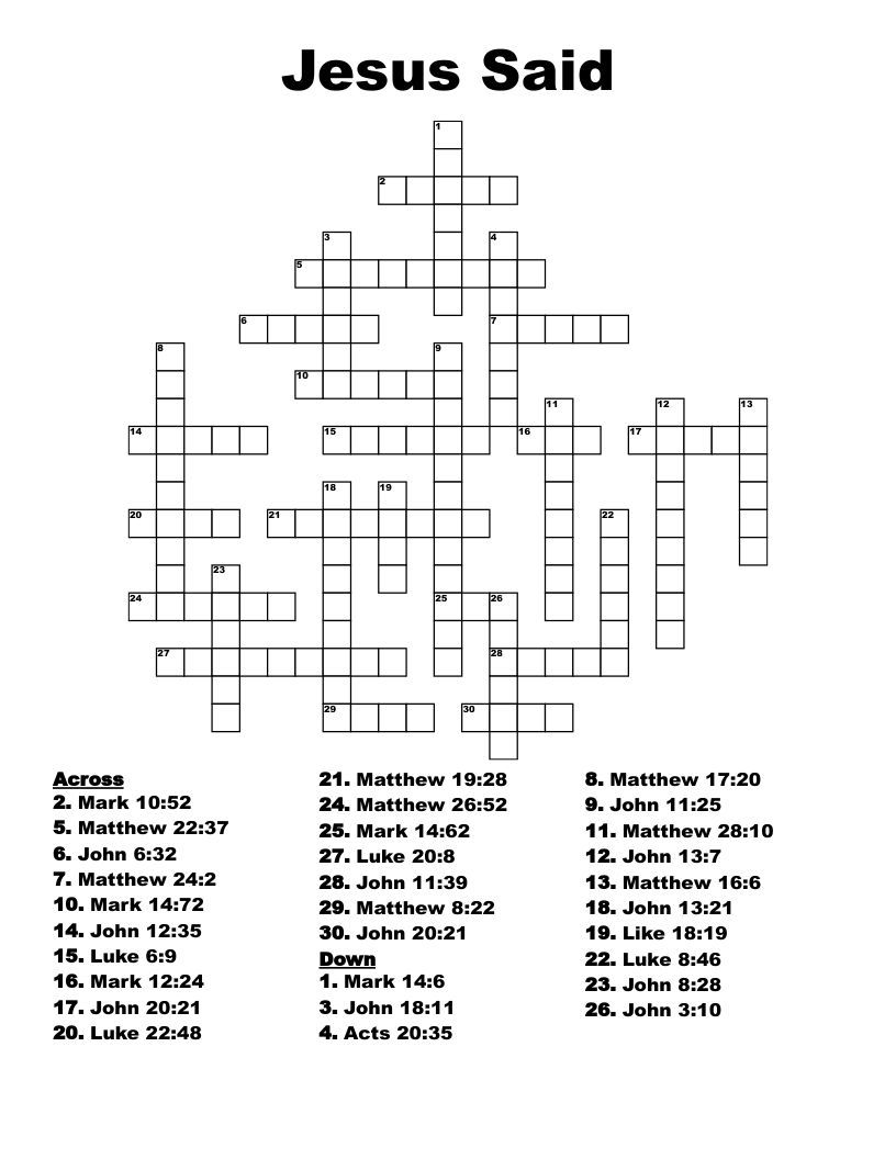 Jesus Said Crossword