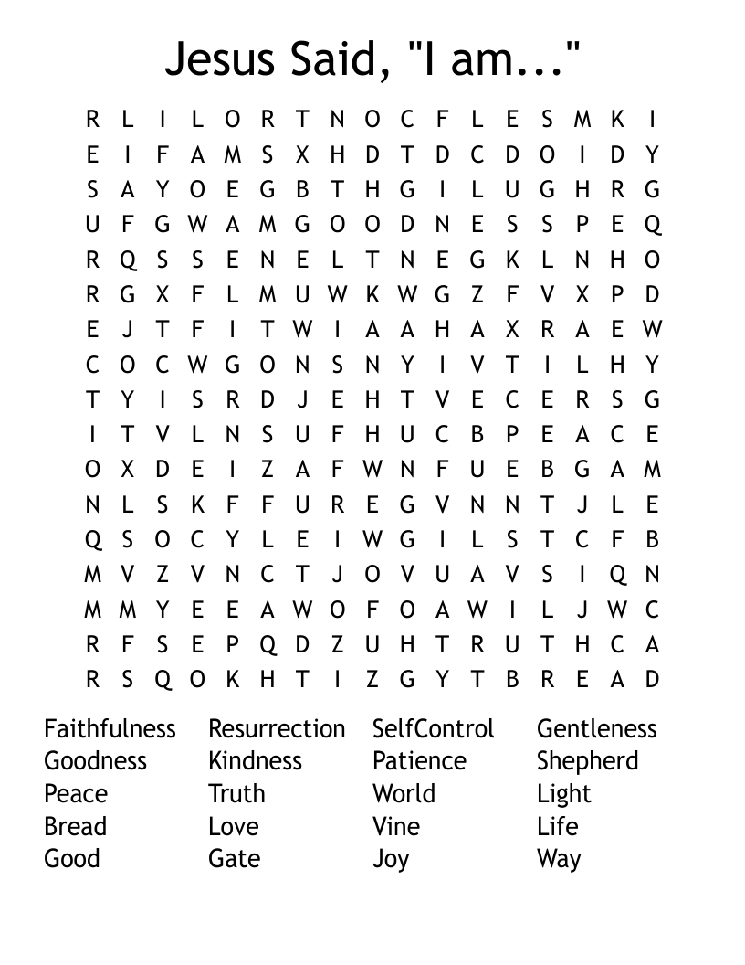 Jesus Said, "I am..." Word Search