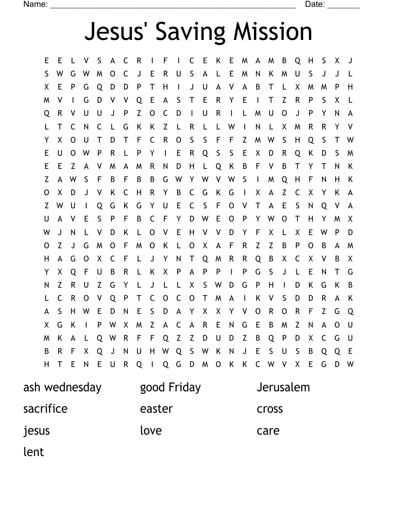 Jesus' Saving Mission Word Search