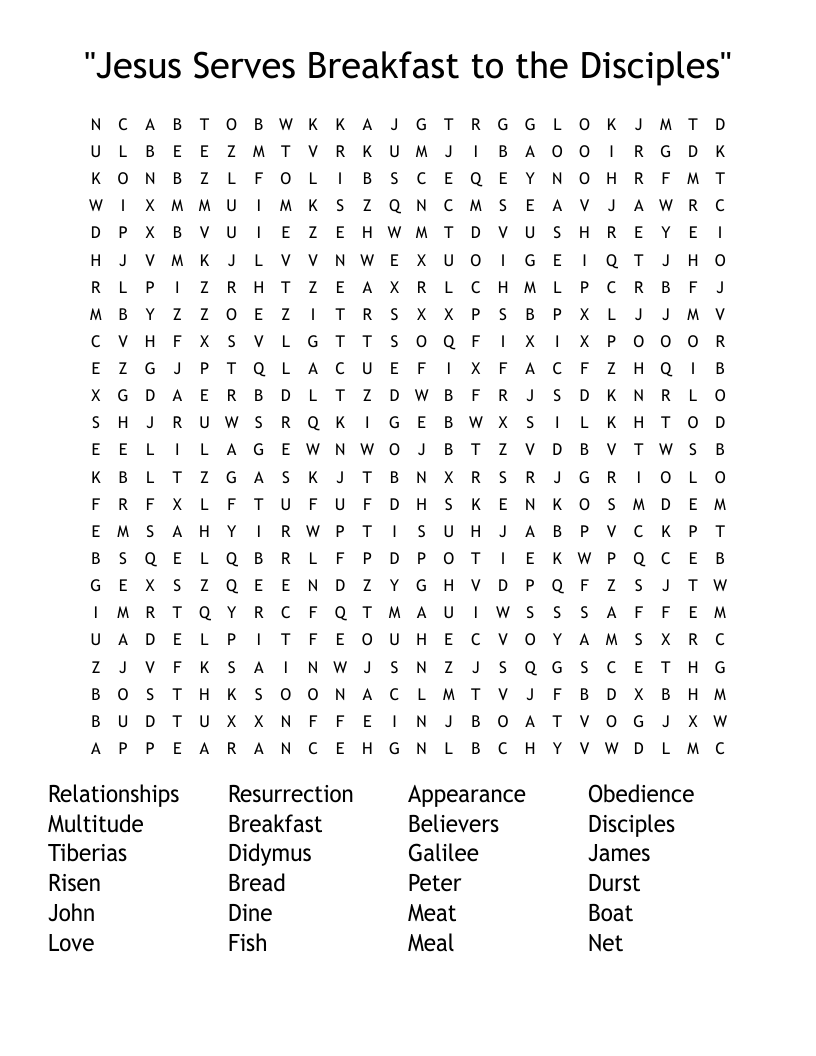 "Jesus Serves Breakfast to the Disciples" Word Search