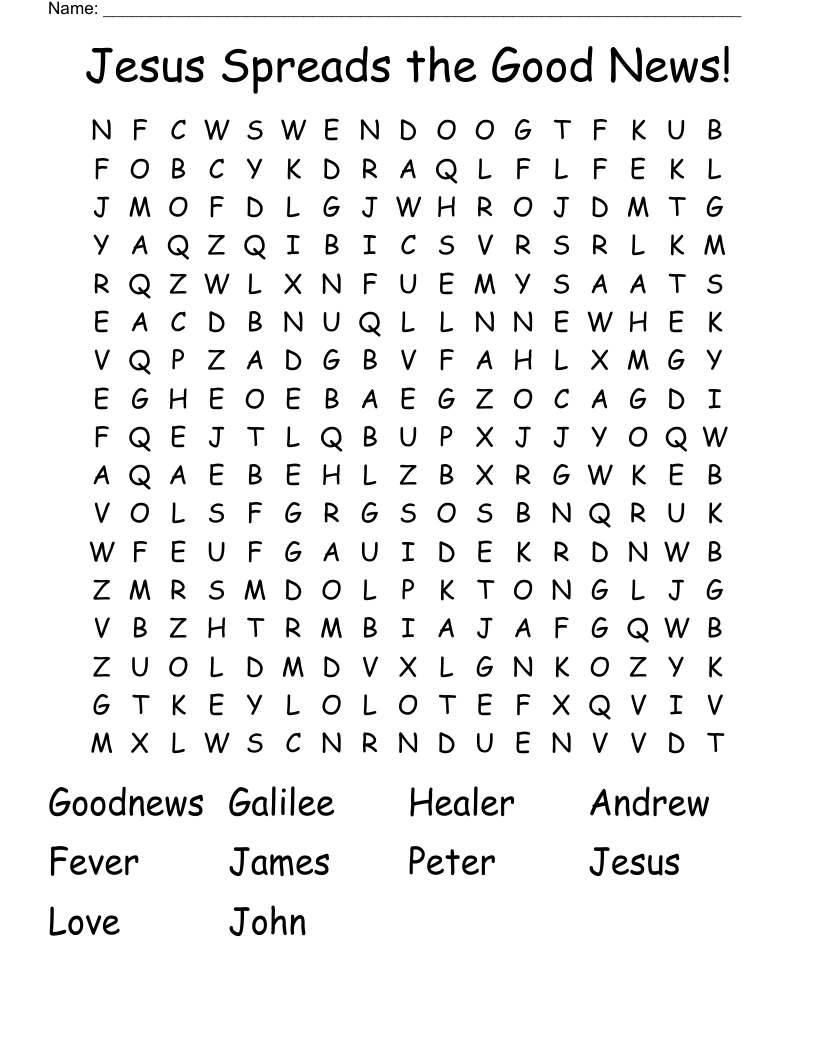 Jesus Spreads the Good News! Word Search
