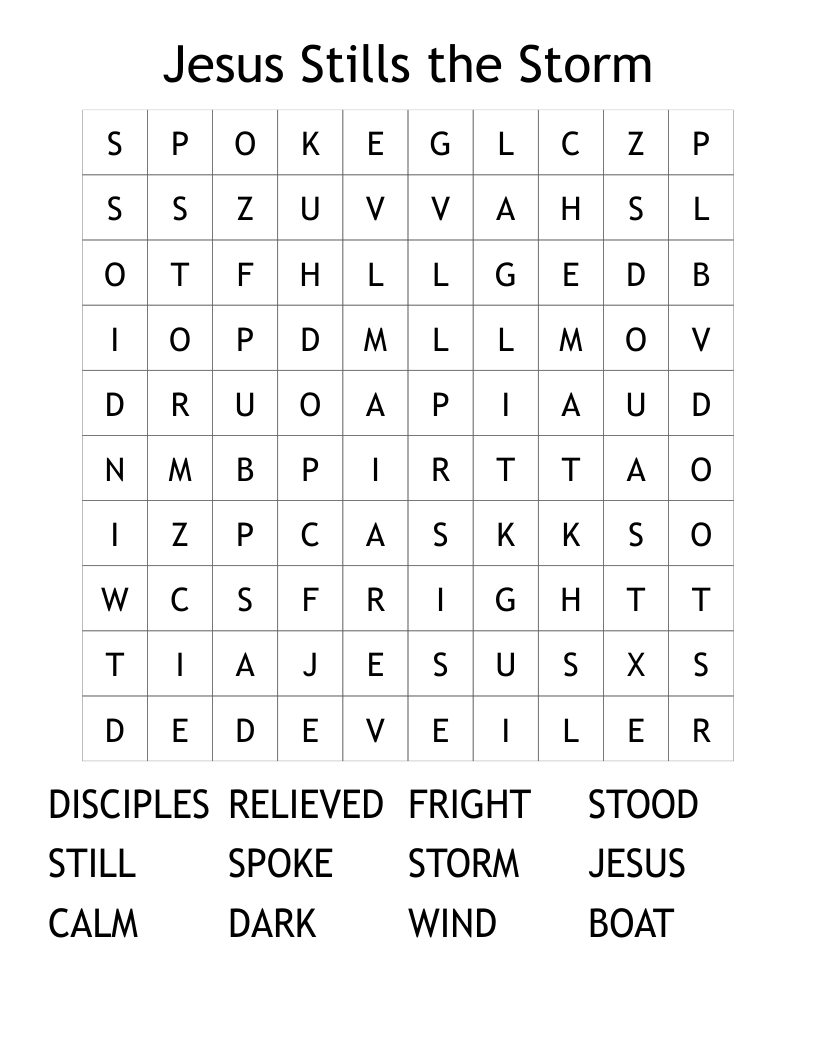 Jesus Stills the Storm Word Search