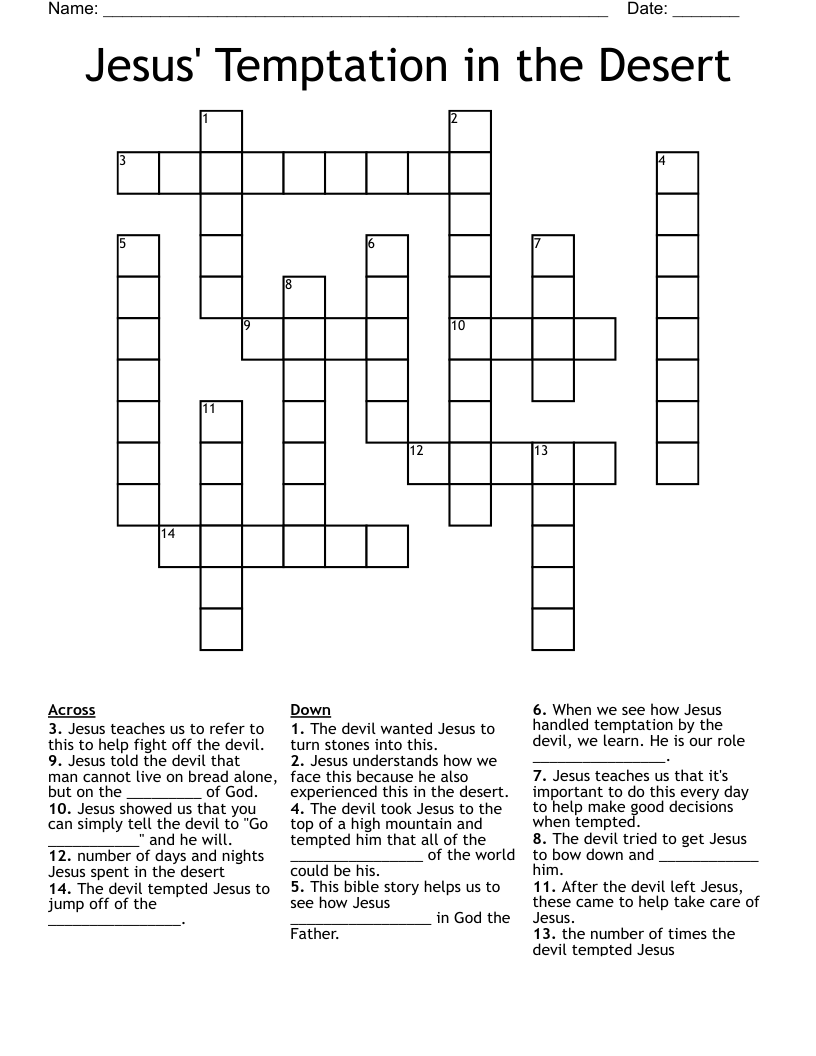 Jesus' Temptation in the Desert Crossword