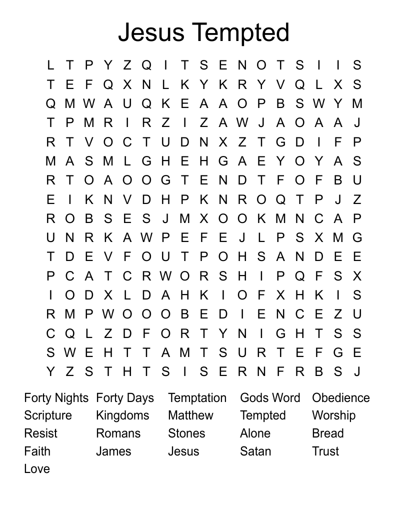 Jesus Tempted Word Search