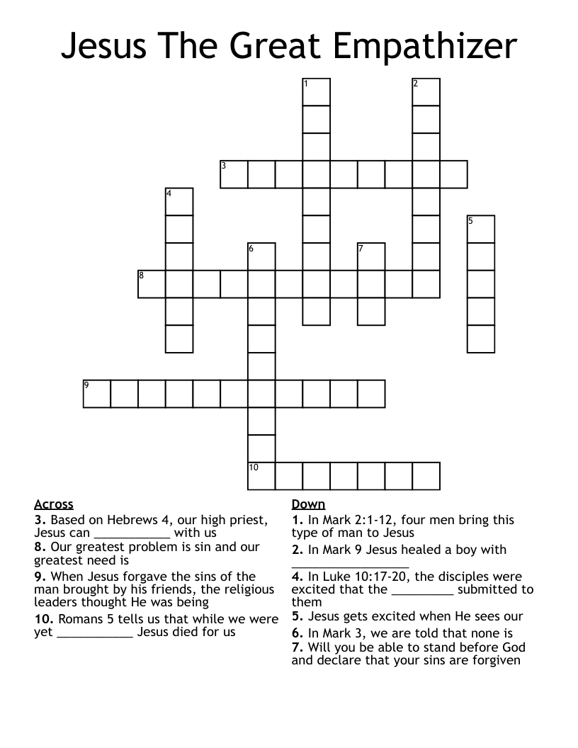 Jesus The Great Empathizer Crossword