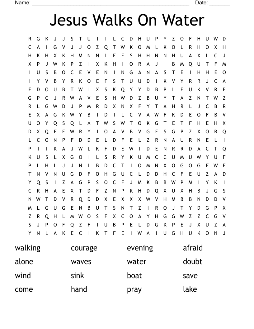 Jesus Walks On Water Word Search