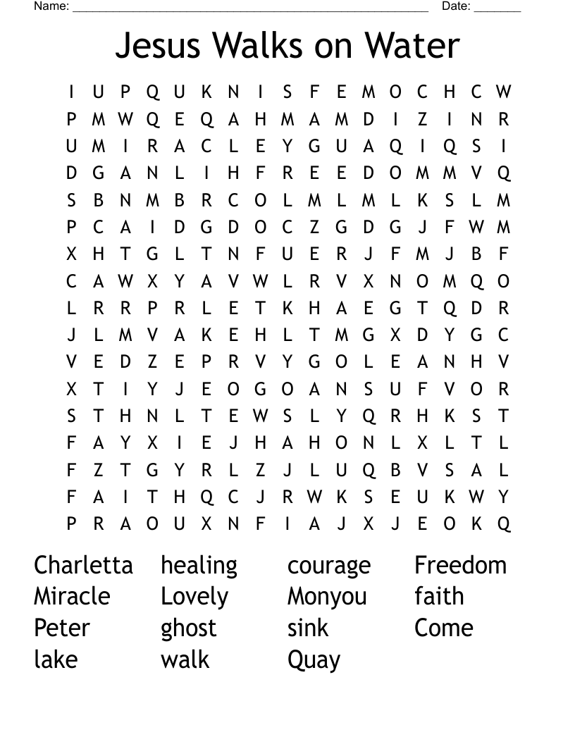 Jesus Walks on Water Word Search
