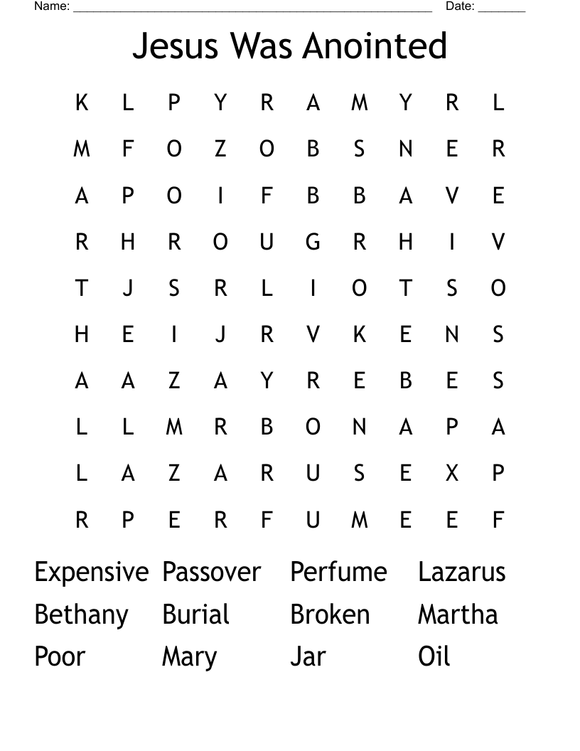 Jesus Was Anointed Word Search