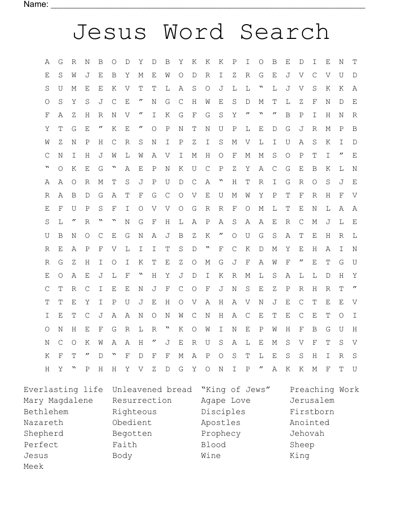 Jesus Word Search