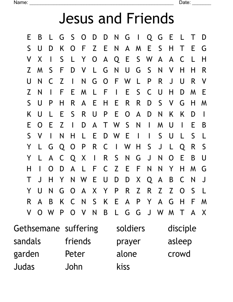 Jesus and Friends Word Search