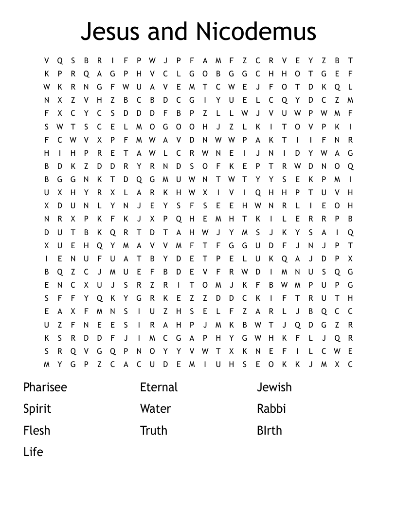 Jesus and Nicodemus Word Search