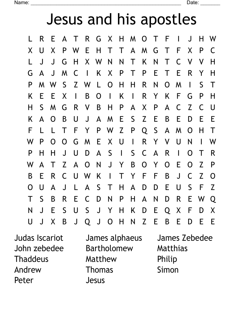 Jesus and his apostles Word Search