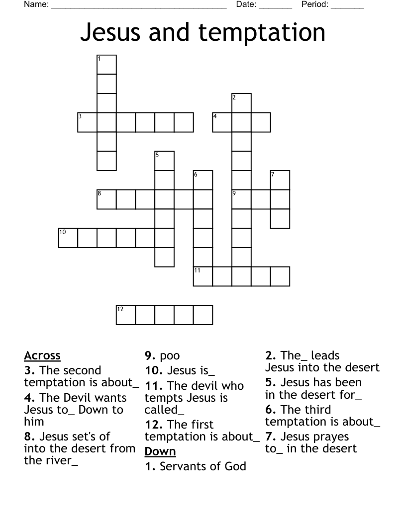 Jesus and temptation  Crossword