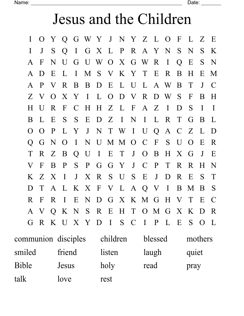 Jesus and the Children Word Search